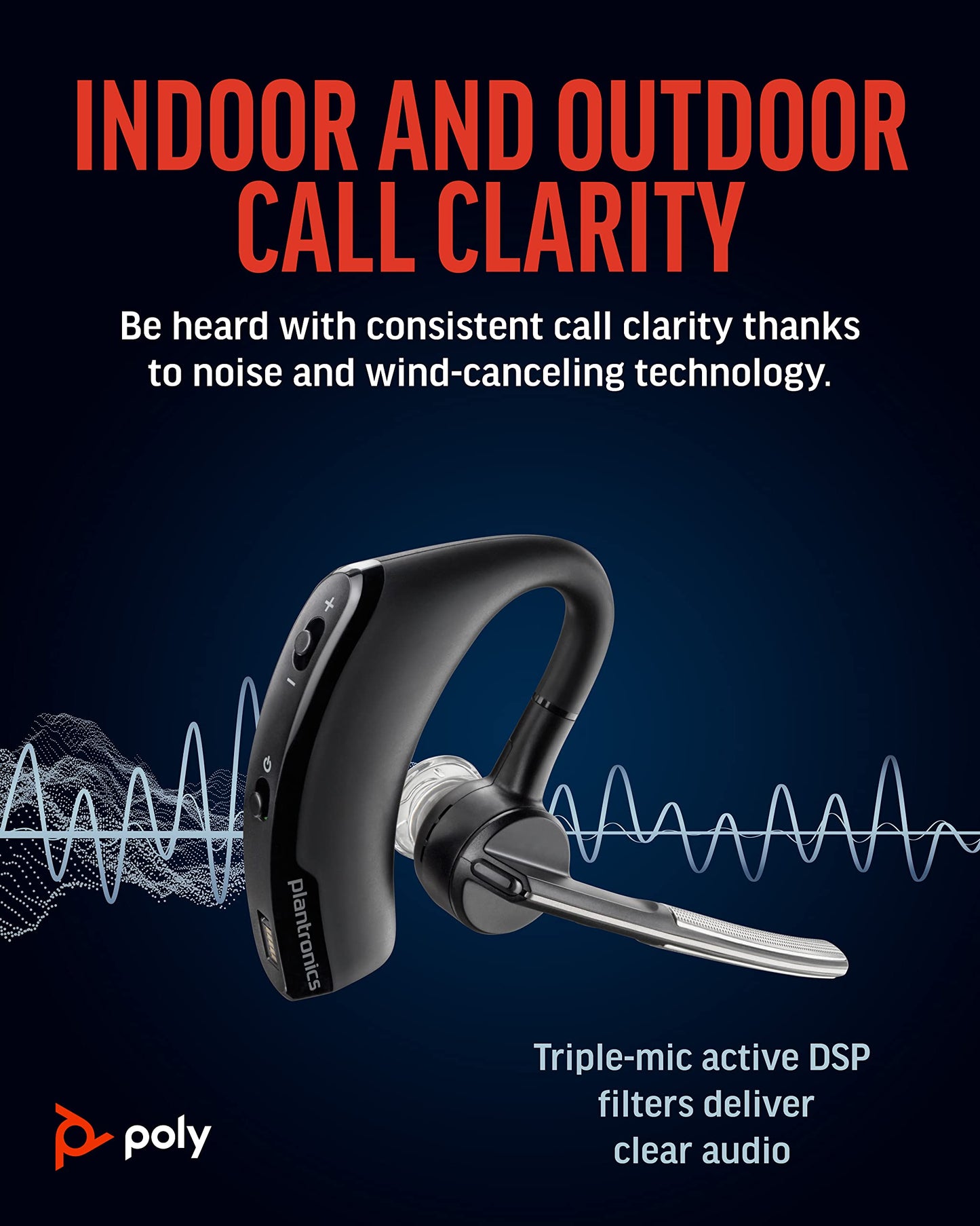 Poly Voyager Legend Wireless Headset (Plantronics) - Single-Ear Bluetooth w/Noise-Canceling Mic - Voice Controls - Mute & Volume Buttons - Ergonomic