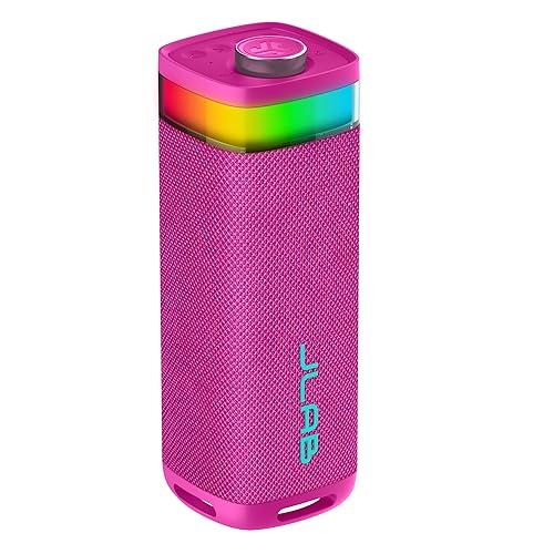 JLab JBuds Party Portable Bluetooth Speaker, 2 Full-Range Drivers + 2 Passive Woofers, IP56 Waterproof, 12 Hours Playtime, Connect Multiple Speakers