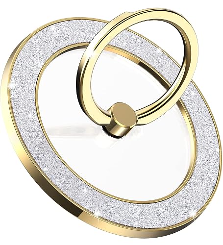 Pikabo Magnetic Phone Ring Holder for MagSafe, Glitter Phone Grip Stand with 360° Rotation Finger Ring Kickstand Compatible with iPhone MagSafe