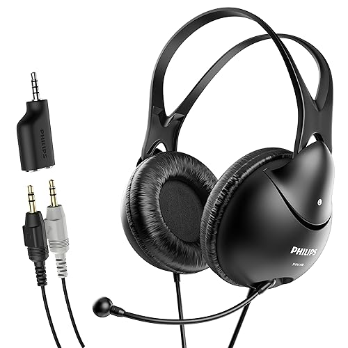 Philips Computer Headset with Microphone for Laptop, Zoom, Skype - 3.5 MM Lightweight Computer Headphones with Echo Cancelling Mic for Home Office…
