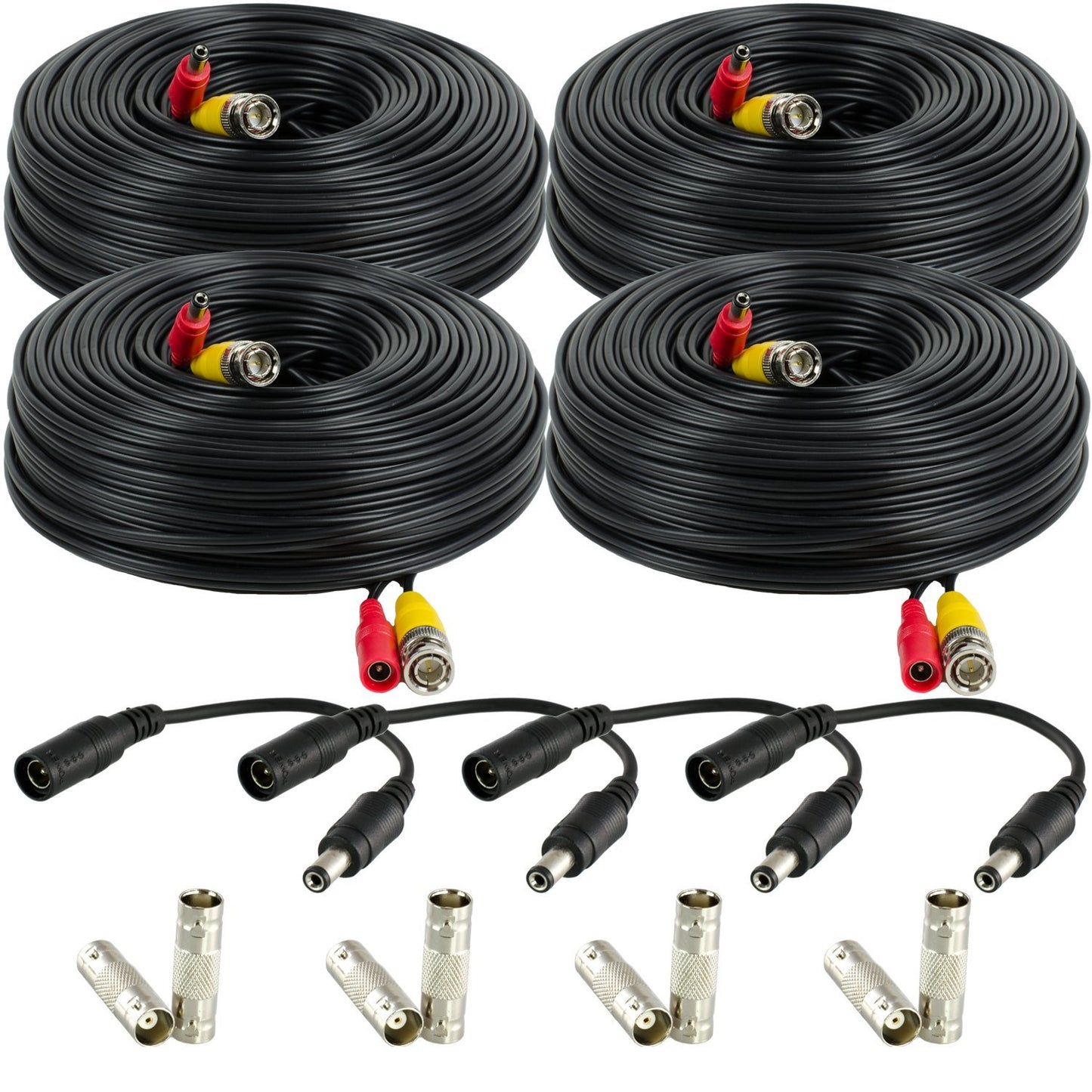 Amcrest 4-Pack 150 Feet Pre-Made All-in-One Siamese BNC Video and Power CCTV Security Camera Cable with Two Female Connectors for 960H & HD-CVI Camera