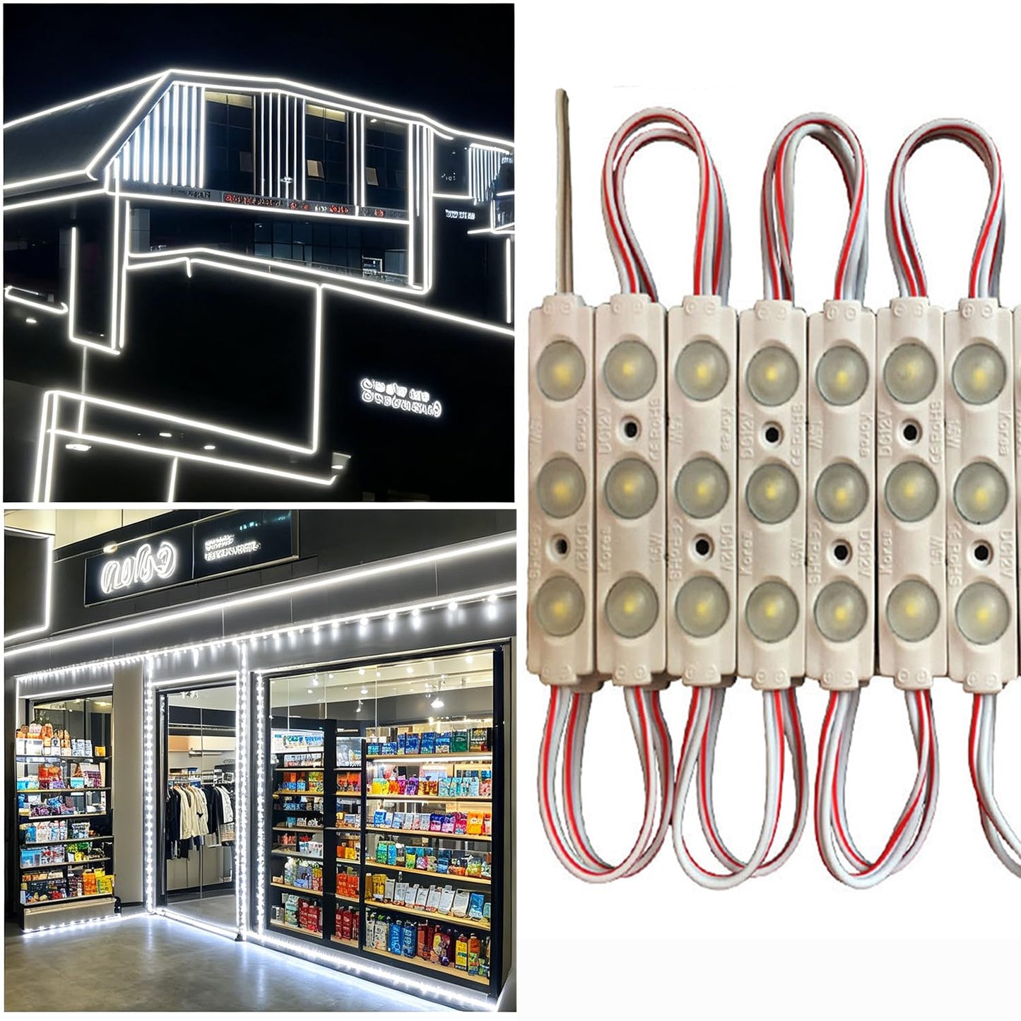 Erudite LED Module, Storefront LED Light Box, Inflatable Light Replacement - 100PCS, 49.8Ft, 160LM, IP65, DC12V, 5730SMD (White-7015)