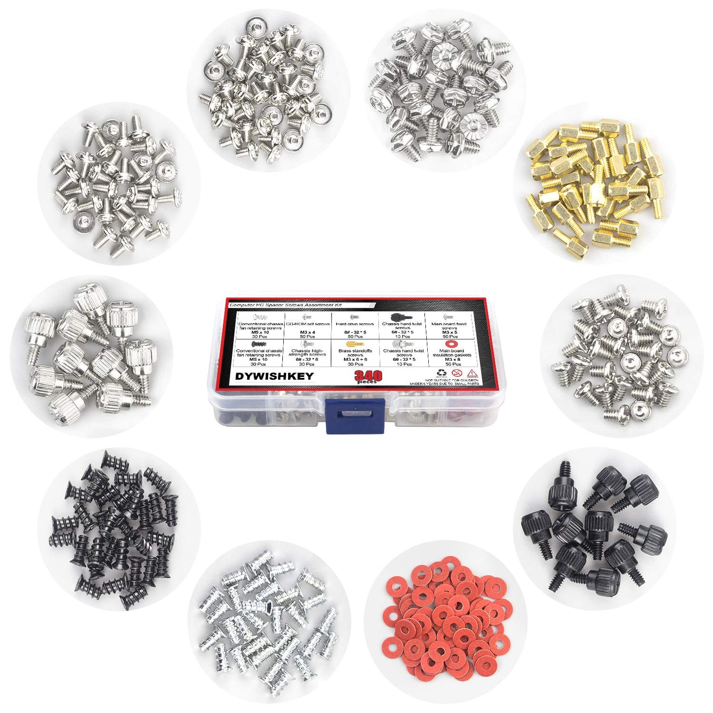 DYWISHKEY Computer Screws Standoffs Set Assortment Kit, 340 PCS