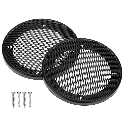 QWORK 4" Speaker Grill Covers, 2 Pack Car Speaker Subwoofer Guard Protector with Screw, Black