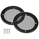 QWORK 4" Speaker Grill Covers, 2 Pack Car Speaker Subwoofer Guard Protector with Screw, Black