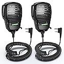 SAMCOM Walkie Talkie Speaker Mic IP67 Waterproof 2 Pin Shoulder Hand Mic Handheld with 360° Rotating Clip 3.5mm Audio Earphone Jack for Security Hotel