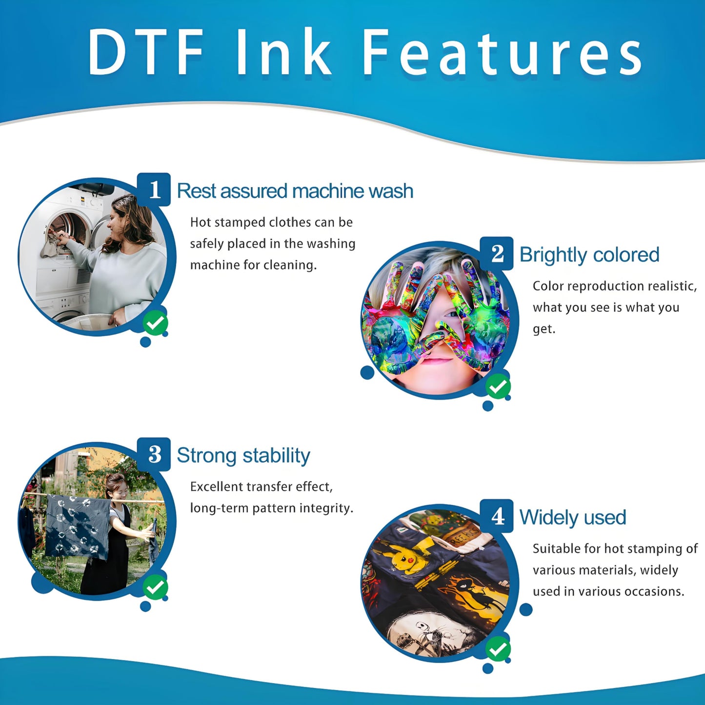 KSUMEI DTF Ink Bottle Premium Heat Transfer Printing Direct to Film Refill Ink for Epn L800, L805, L1800, R1390, R2400, ET-8550,XP-15000 Printers