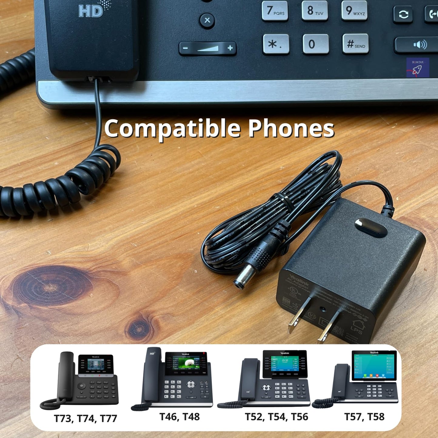 Yealink PS5V2000US Power Supply Adapter 5V 2A - Compatible with Yealink SIP Phones: T54W, T29G, T46S, T46U, T48S, T48U, T52S, T54S, T56A, T58V, T58A
