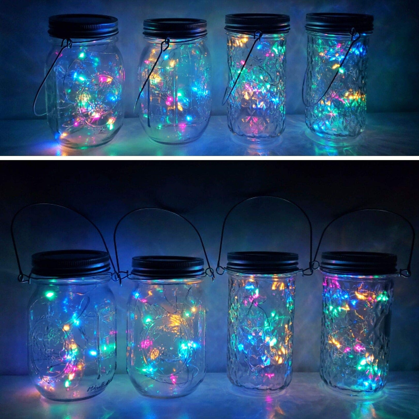 Cynzia Solar Mason Jar Lights, 6 Pack 20 LED Waterproof Fairy Star Firefly String Lights with 6 Hangers (Jar Not Included), for Mason Jar Garden