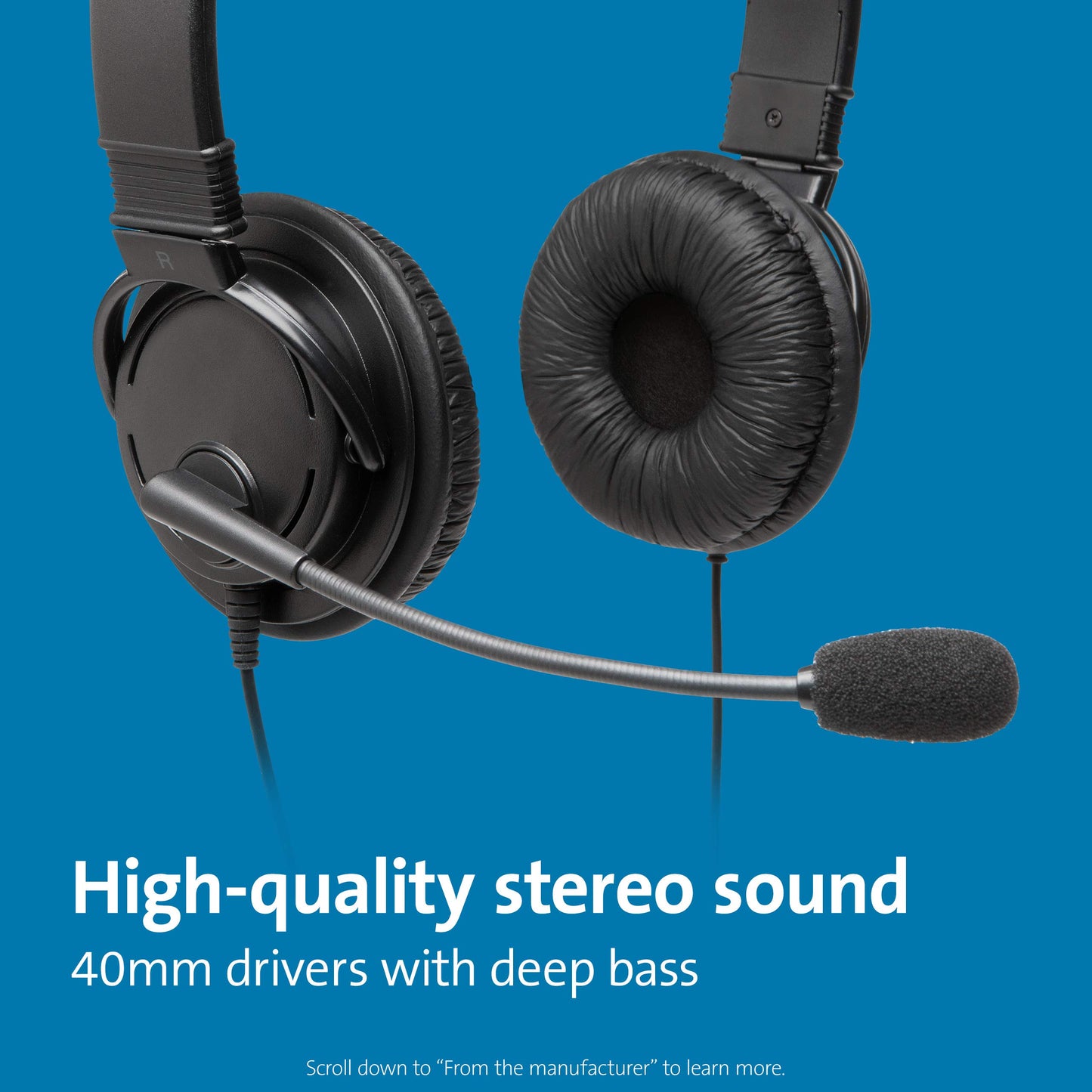 Kensington USB Hi-Fi Headphones with Microphone (K97601WW), Black