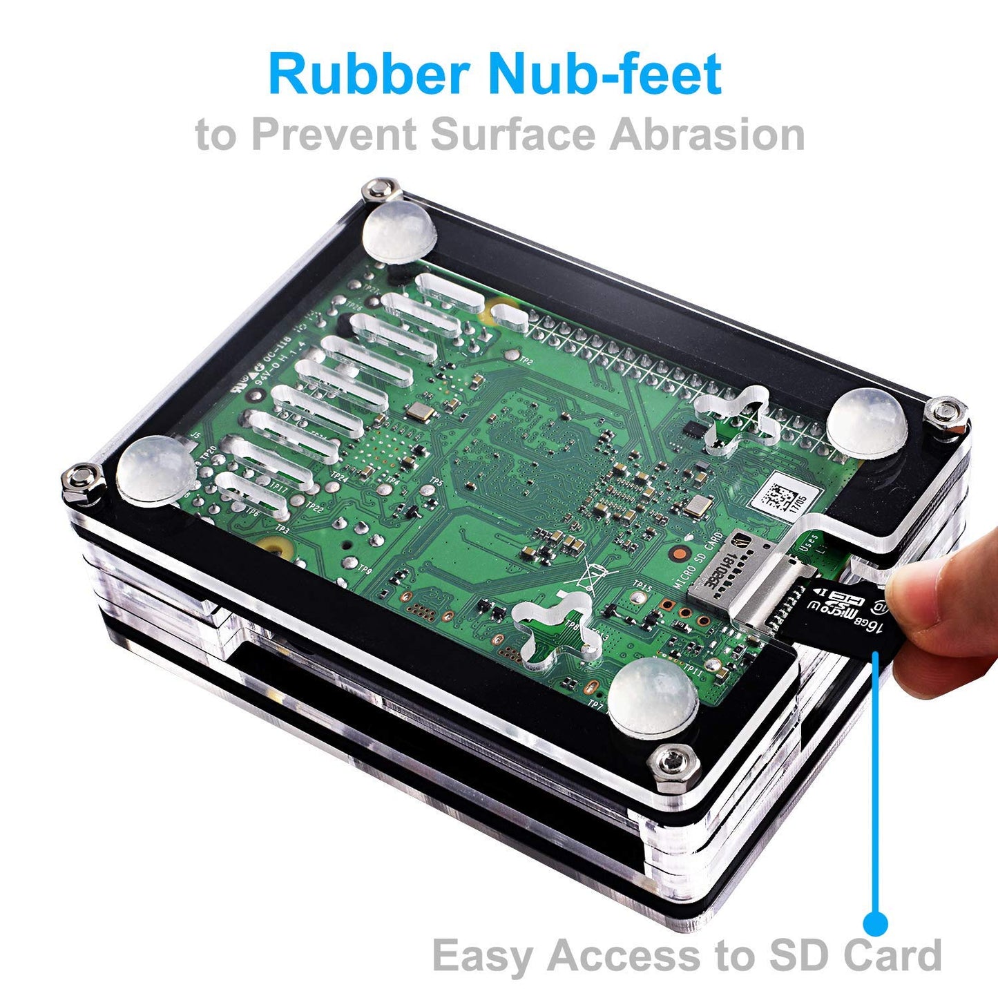 Miuzei Case for Raspberry Pi 4 with Fan Cooling Pi 4B Case with 5V 3A Power Supply, 4 pcs Aluminum Heatsinks Support Pi 4 Model B 8gb/4gb