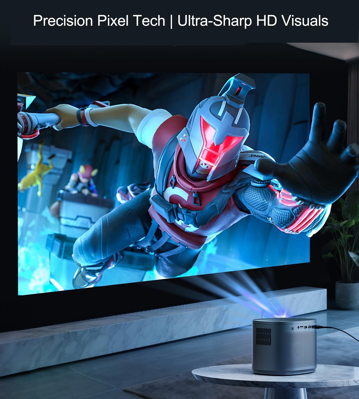 Miroir Mini Projector, Home HD Projector with Built-in Speaker, Auto Focus, Keystone Correction, Portable for Outdoor Movies, Compatible