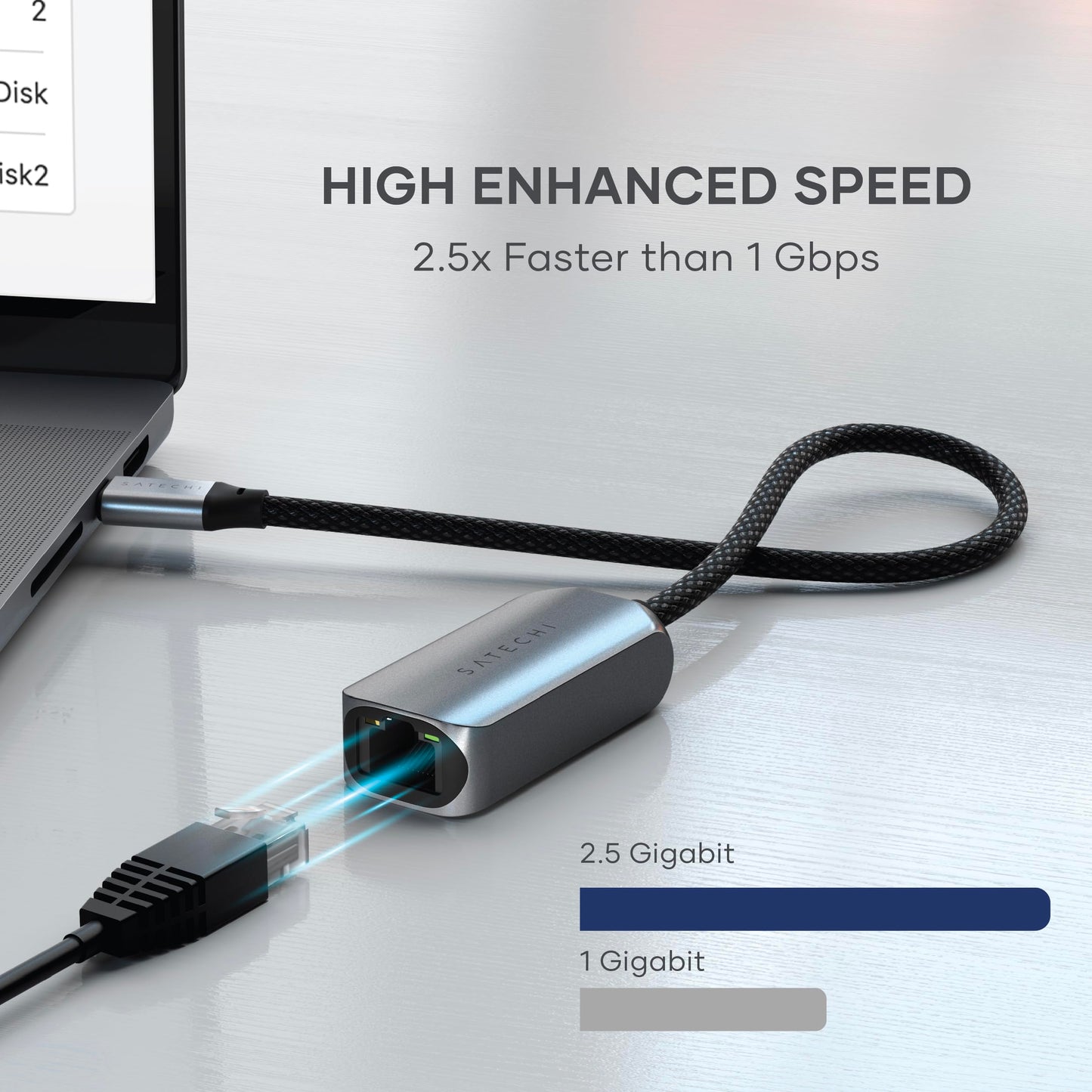 Satechi USB C to Ethernet Adapter, 2.5 Gbps Speed, Compatible with MacBook Air/Pro M5/M4, iPad Air/Pro M5/M4, iPhone 17 and More USB C Devices