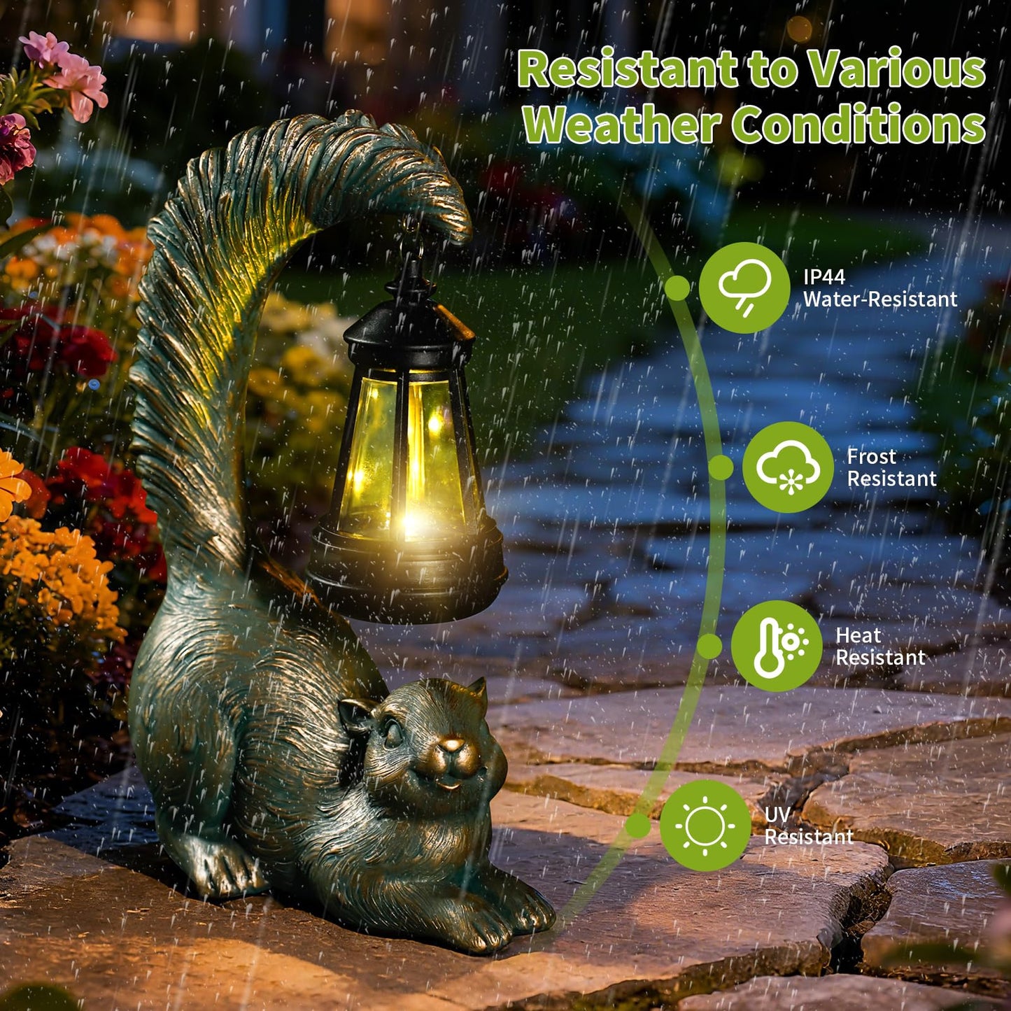 RS FURISON Solar Garden Statues Decor Squirrel with LED Lantern ,Outside Solar Squirrel Decor for Garden,Home,Lawn,Yard, Balcony Ornament- Unique