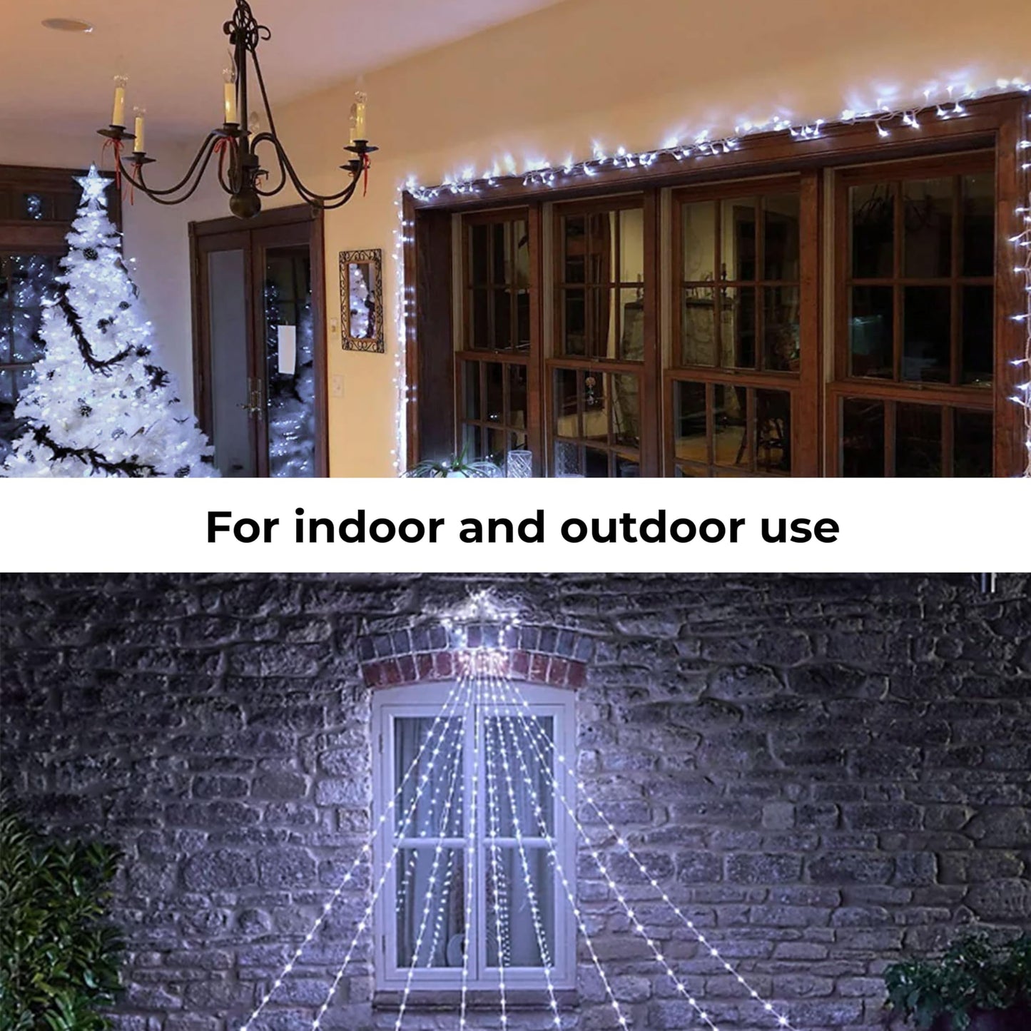 60 LED Mini Christmas Lights Cool White Green Wire String Lighting Indoor Outdoor Xmas Tree Garden Holiday Party Decor UL Certified Indoor & Outdoor