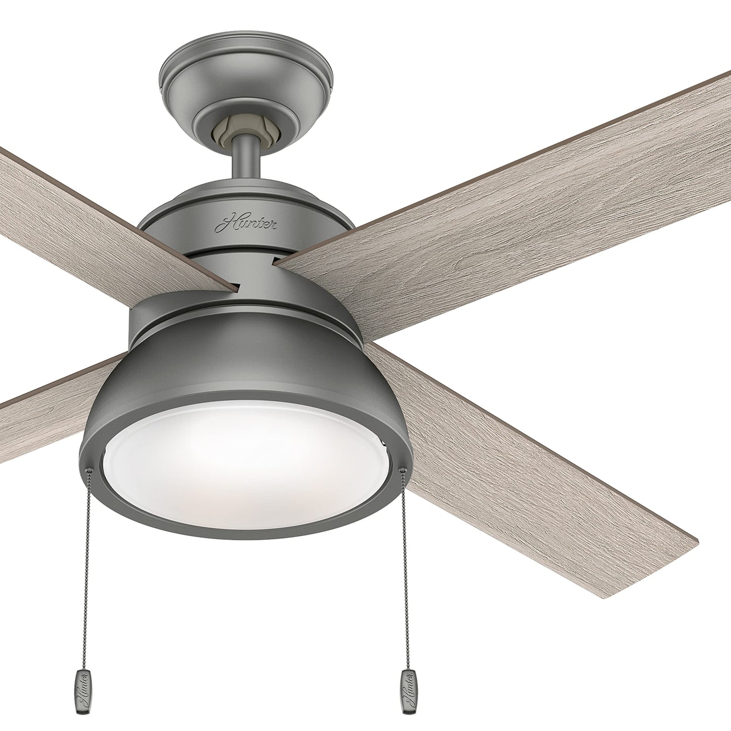 Hunter Fan 52 inch Contemporary Matte Silver Finish Indoor Ceiling Fan with LED Light Kit and Pull Chain (Renewed)