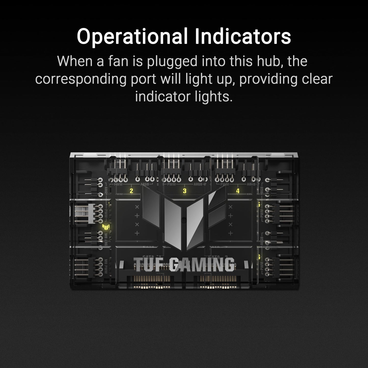 ASUS TUF Gaming ARGB PWM Fan Hub (Connects six case Fans, PWM Fan and RGB Connector, Clear Power and Operation Indicators, Stable Dual SATA Power