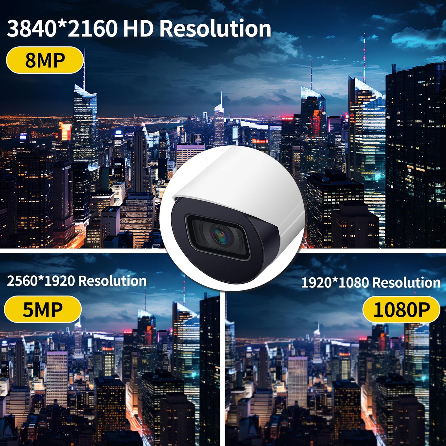 OHBET DahuaSecurity 8MP PoE IP Camera, 4K Security Bullet Camera with Smart Motion Detection IR&Color Night Vision, Metal
