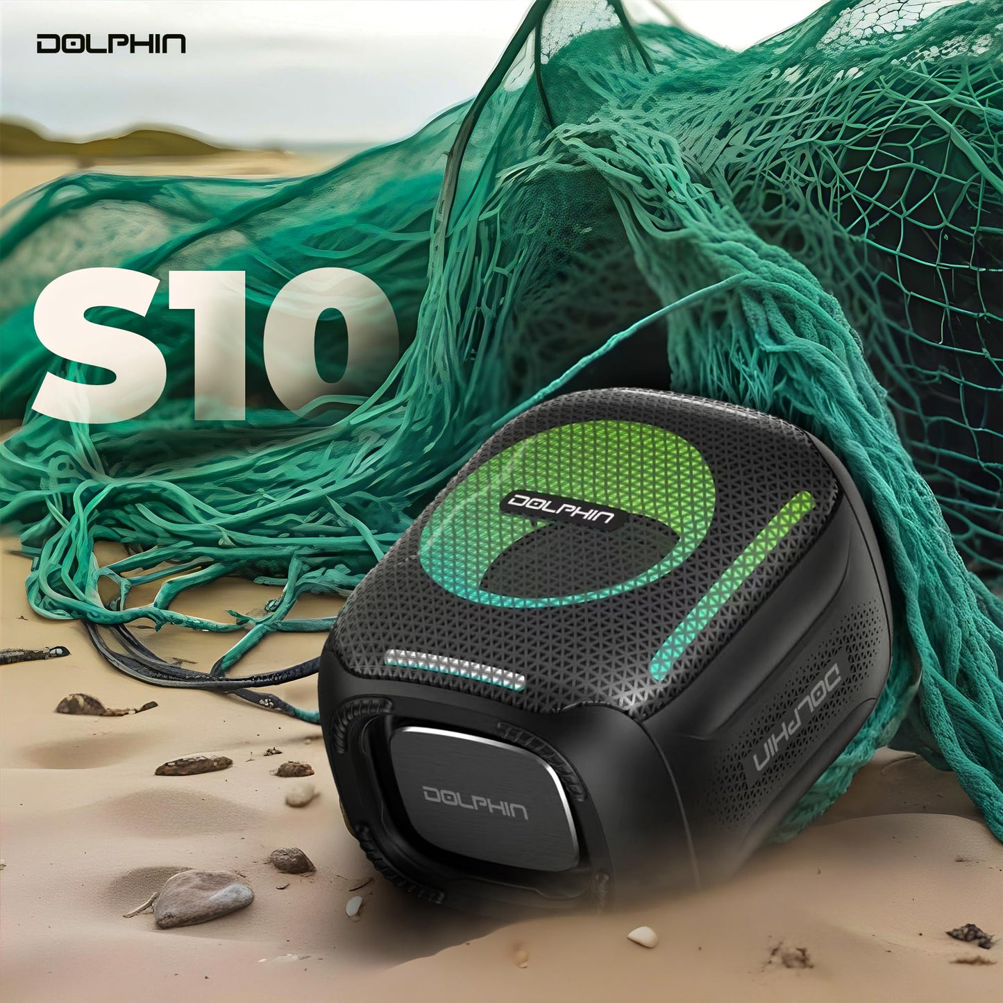 Dolphin S10 Water Resistant Portable Bluetooth Speaker with LED Lights, 5W Output, IPX5, 6-Hour Playtime, Compact Design, for Outdoor, Travel, Beach