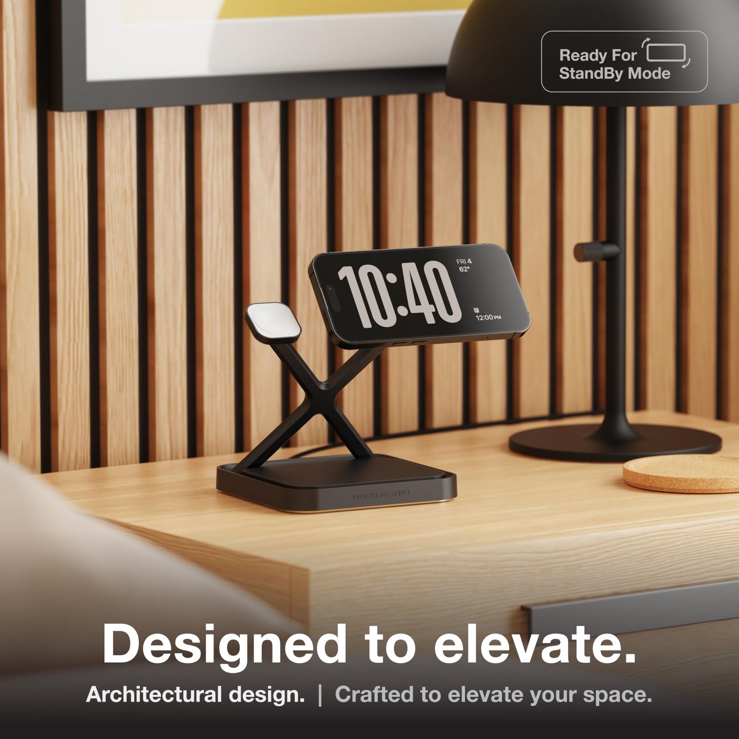 NOCO XGrid XDS3: 3-in-1 Wireless Charging Stand - Charging Station for iPhone, Apple Watch, and AirPods - MagSafe Compatible, Qi2 Certified - Includes