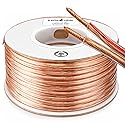 Kinter Cable 100ft 14-Gauge Audio Stereo Speaker Wire 30.48 Meters 2 Conductor Polarity Marked Clear PVC, CCA, Spool in Box, for Home Theater, HiFi