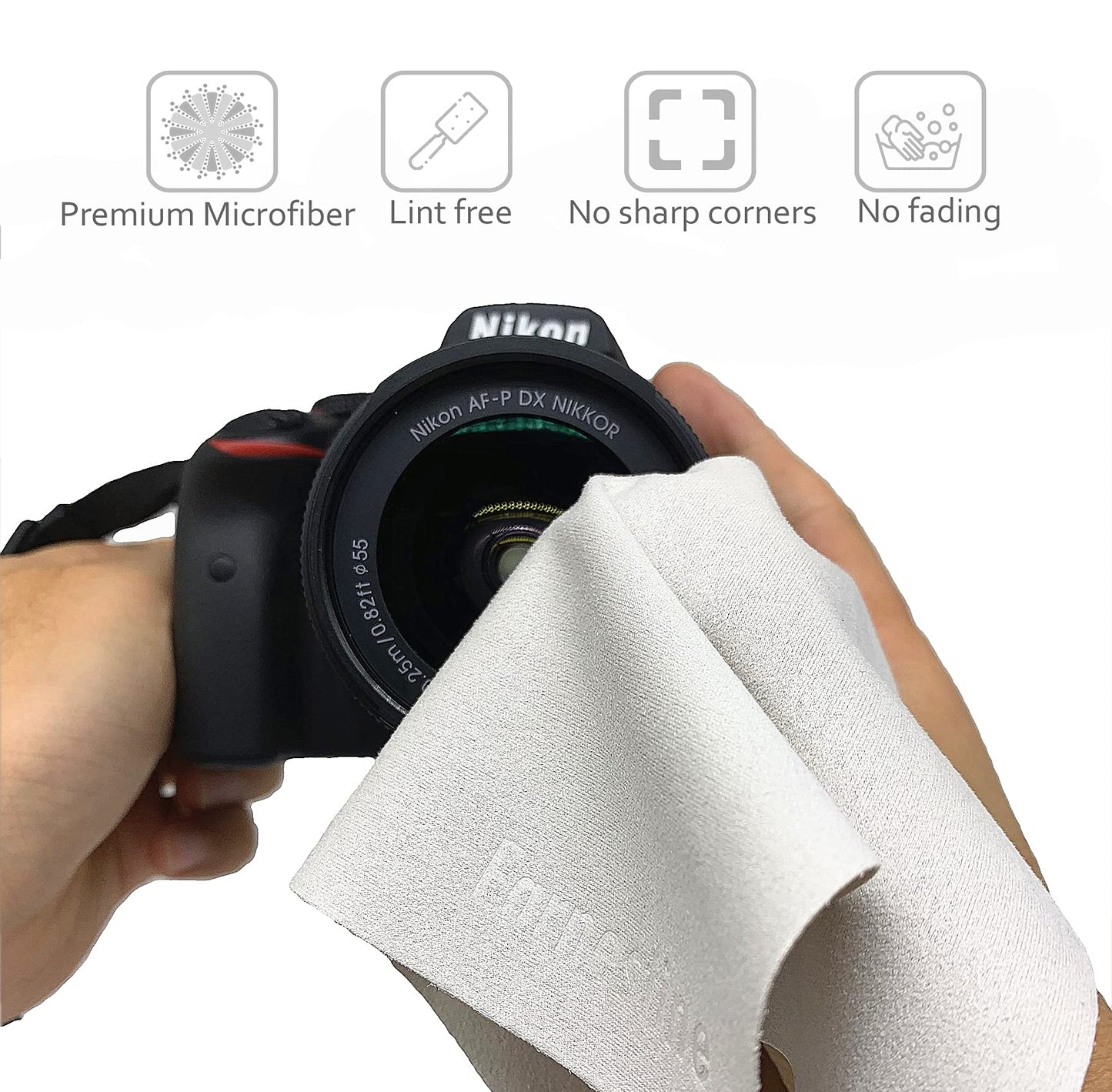 Earnestine Nice Soft Suede Fabric 10 Pack 6" x 7" Premium Eyeglass Cleaning Cloth, Safe No Color Bleeding Thick Glasses Cloth, Microfiber Eyeglass