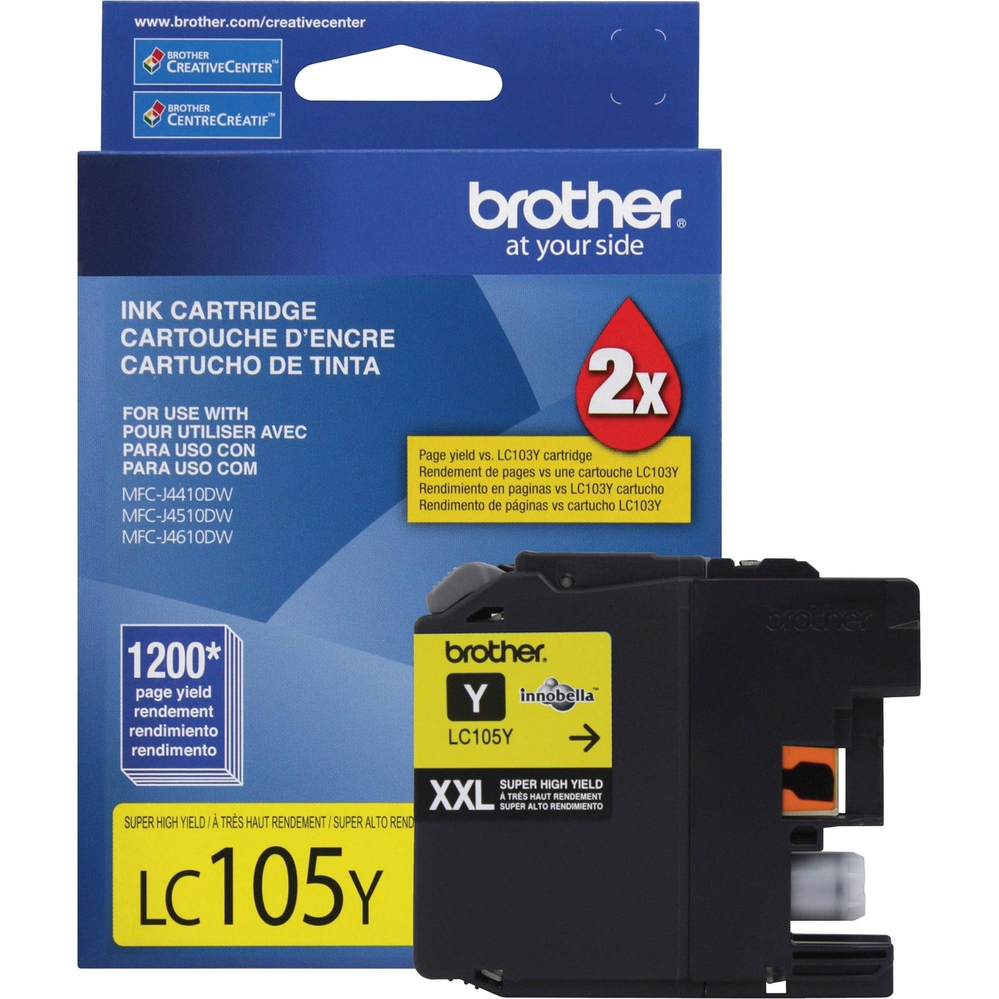 BROTHER International Corp LC105Y LC105Y, LC-105Y, Innobella Super High-Yield Ink, 1200 Page-Yield, Yellow