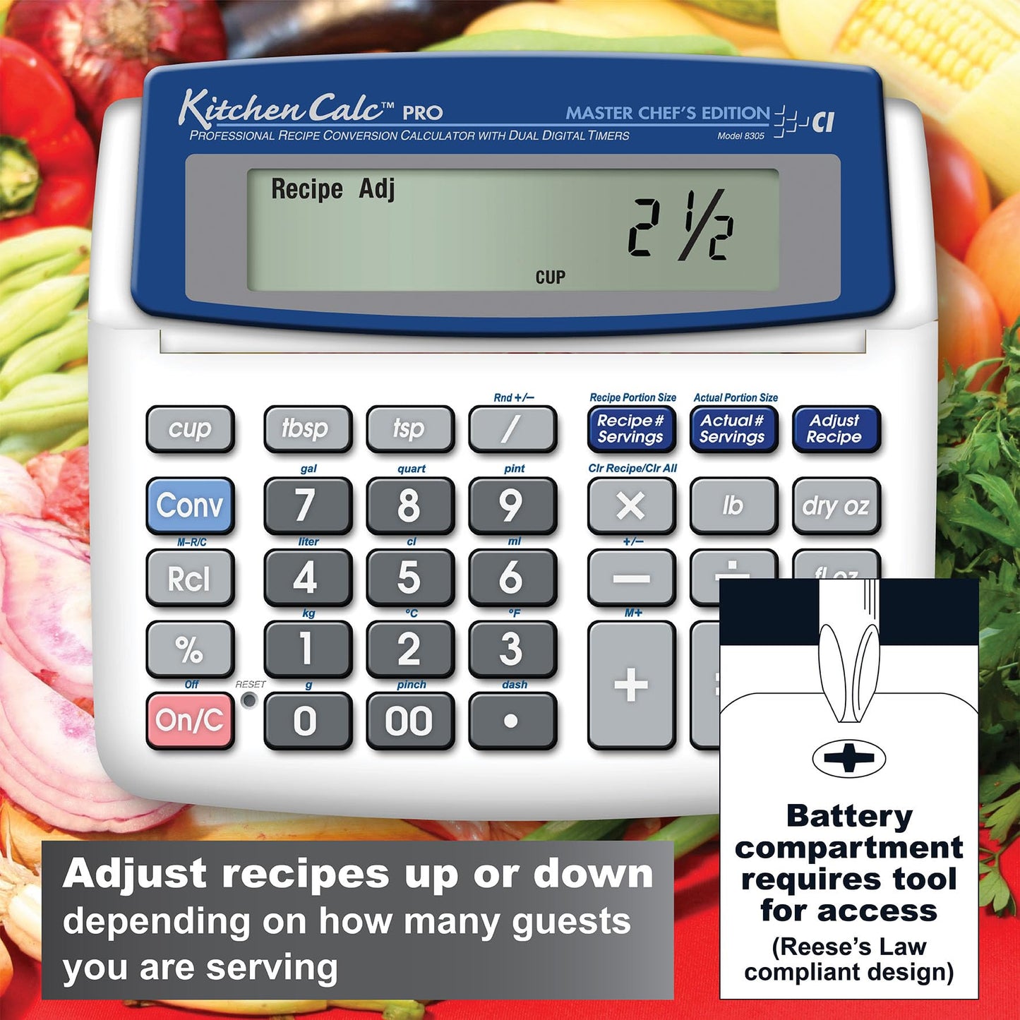 Calculated Industries 8305 KitchenCalc PRO Recipe Conversion & Culinary Math Calculator has 2 Digital Timers for Chefs, Students, Home Cooks, Bakers