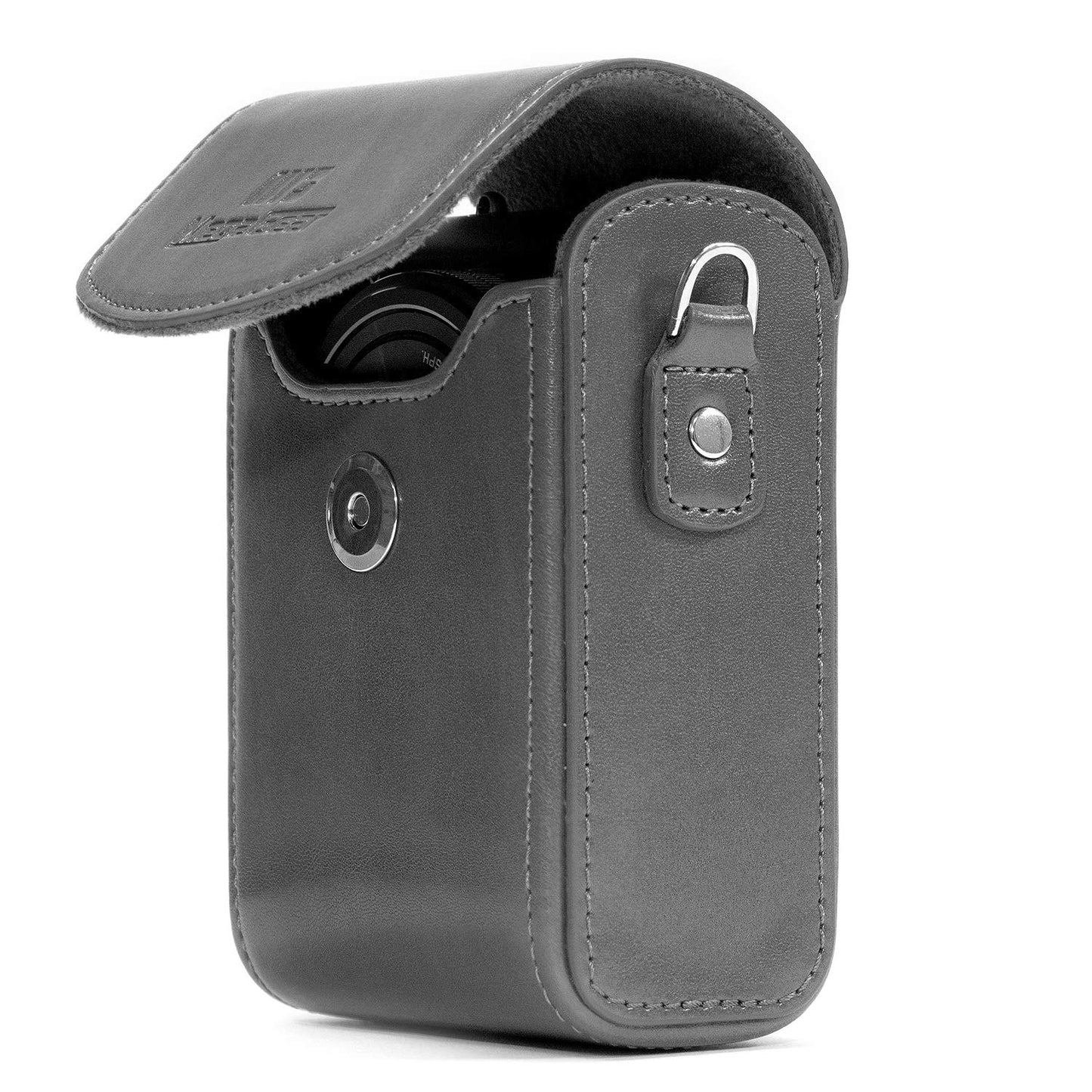 MegaGear MG1215 Leather Camera Case with Strap compatible with Canon PowerShot G7 X Mark III, G7 X Mark II, G7 X - Gray