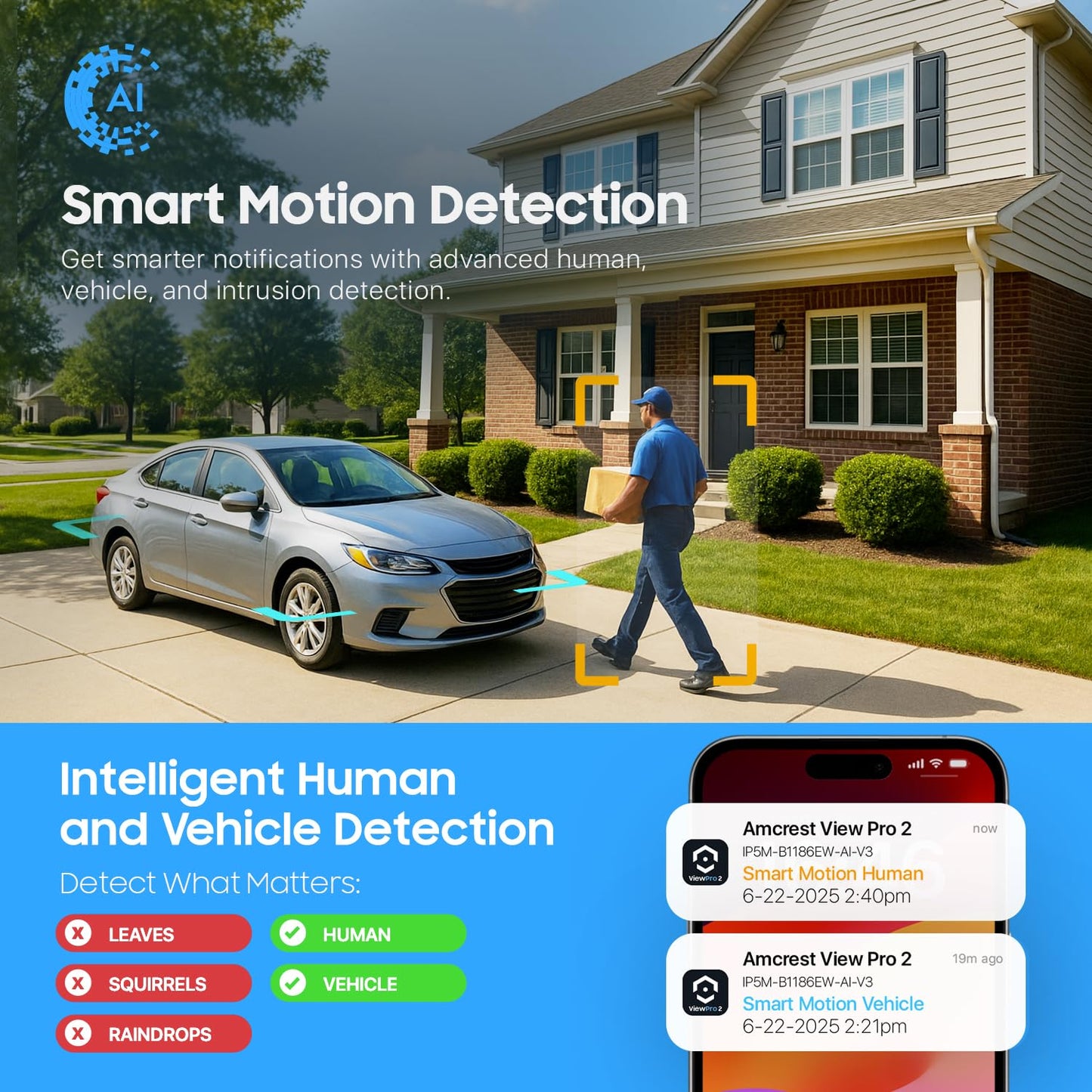 Amcrest 5MP Outdoor POE Camera 2592 x 1944p Bullet IP Security Camera, IP67, 132° Viewing Angle, Human & Vehicle Detection, Tripwire & Intrusion