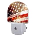 sndheke America Flag with Fireworks Night Light Plug into Wall,Vintage The USA Flag Patriotic Dusk to Dawn Night Light,0.5w Energy Saving Sleep