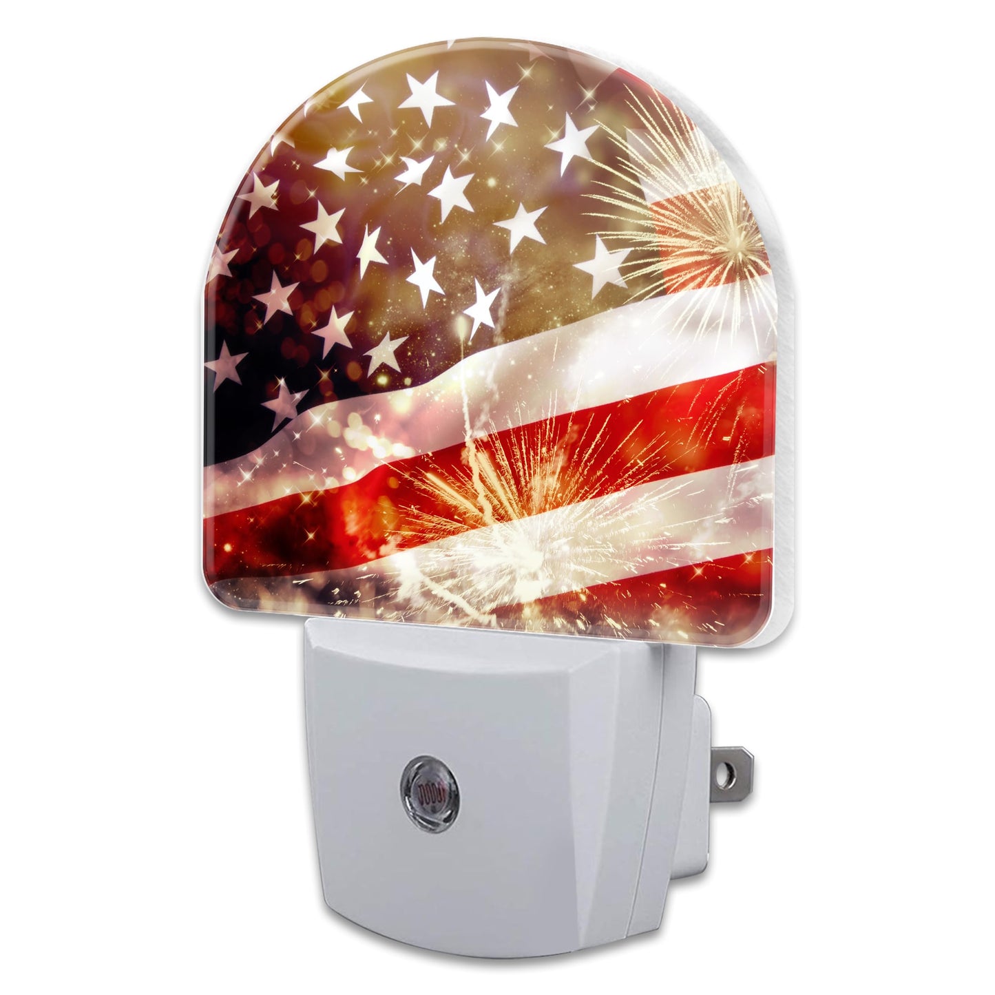 sndheke America Flag with Fireworks Night Light Plug into Wall,Vintage The USA Flag Patriotic Dusk to Dawn Night Light,0.5w Energy Saving Sleep