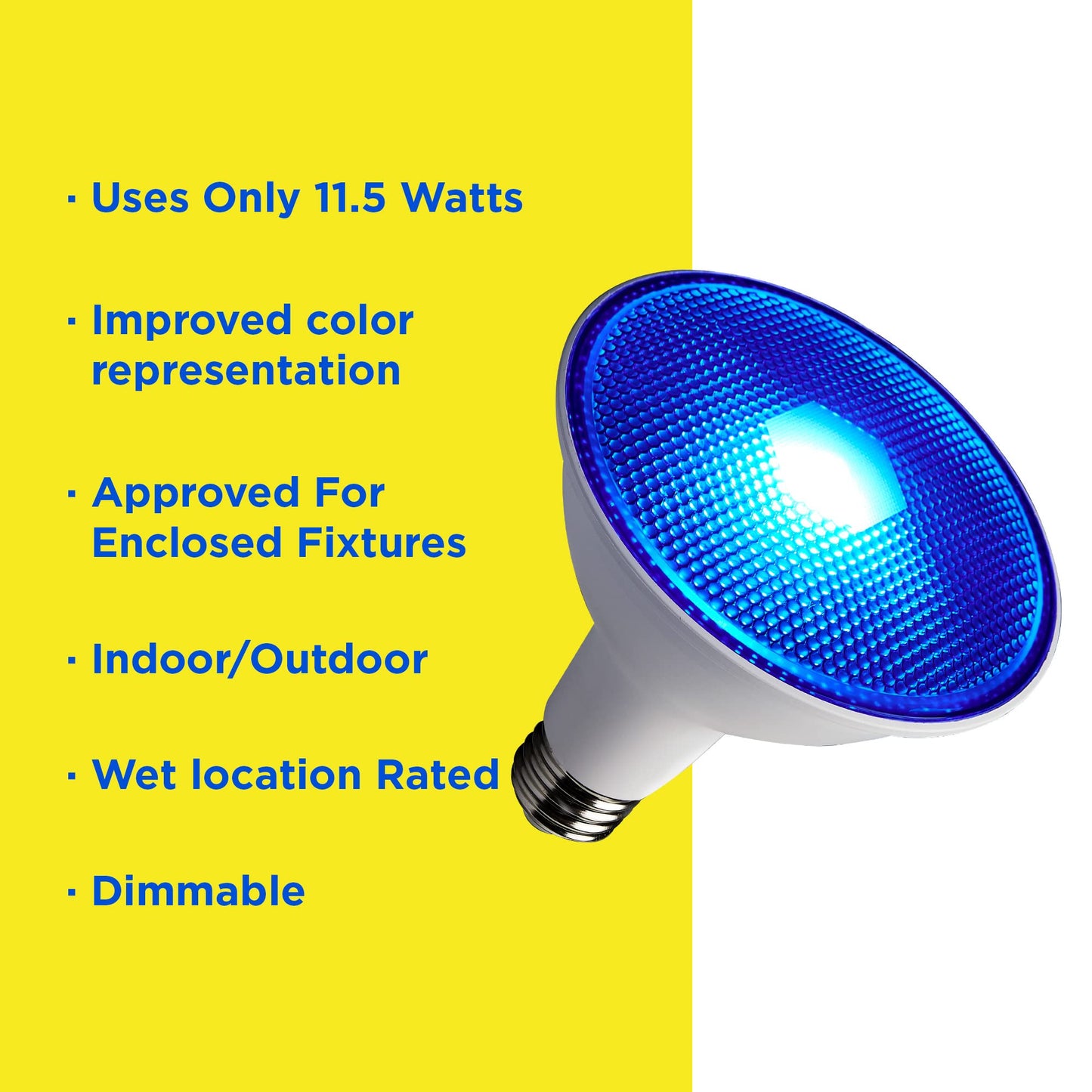 Satco S29482 11.5 Watt PAR38 LED Color Light Bulb, Blue