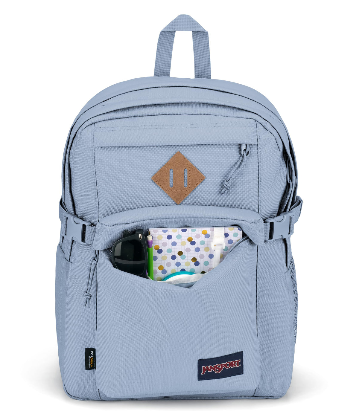 JanSport Main Campus FX Backpack - Travel or Work Bag w 15-Inch Laptop Pack with Leather Trim, Blue Dusk