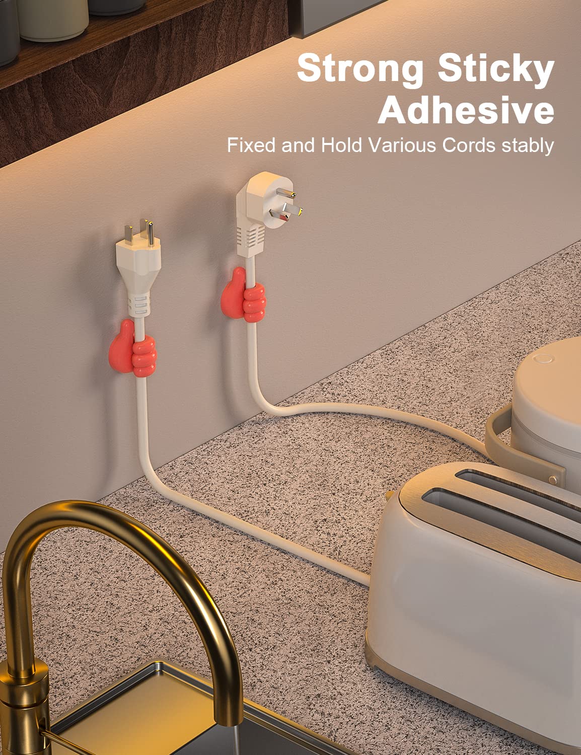 iToleeve 12Pcs Cable Clips, Fun Cord Holders, Silicone Thumb Wall Hooks, Cord Organizer for Desk Wall Car Nightstand, Cord Clips, Wire Holders, Phone