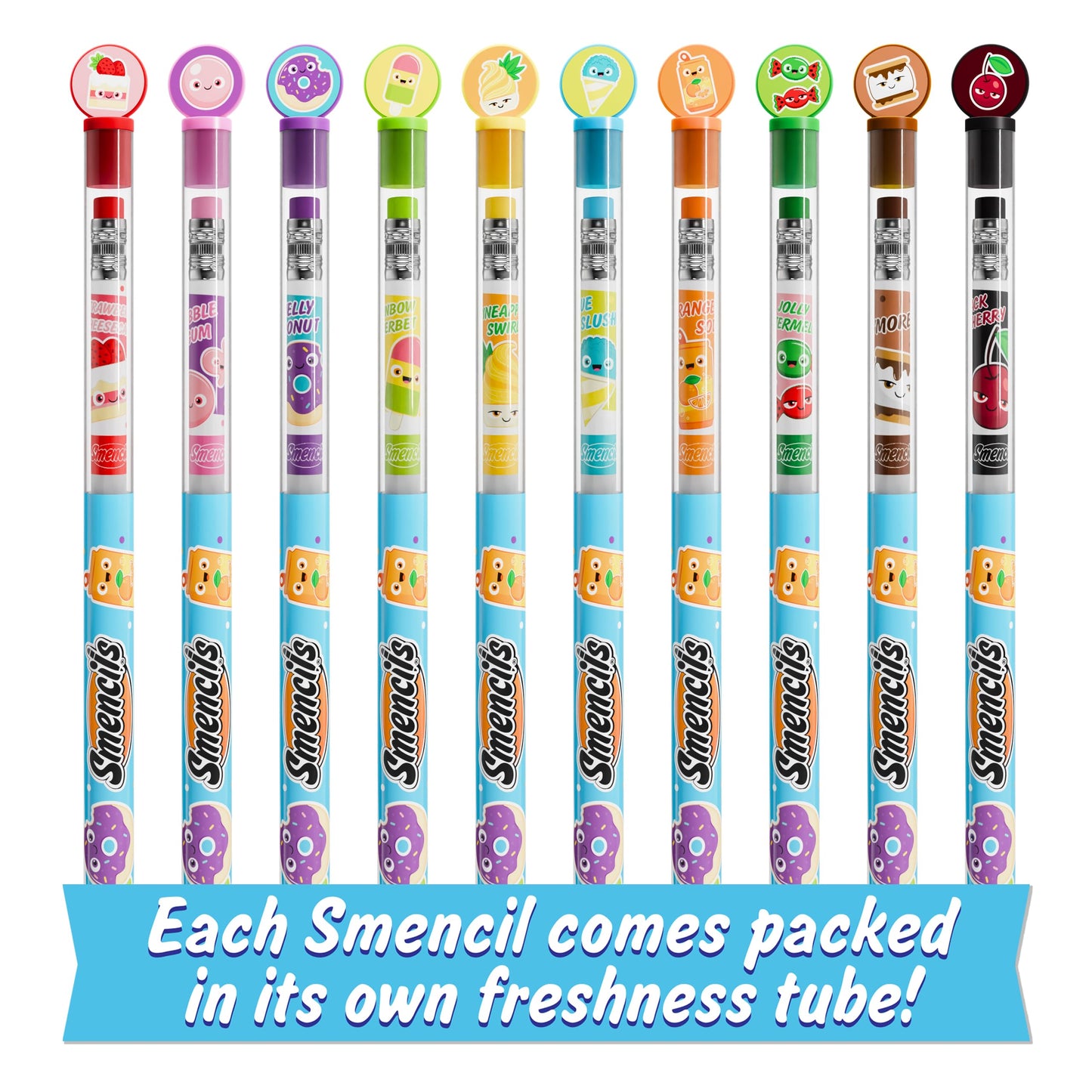 Smencils - Patented Gourmet Scented Graphite HB #2 Pencils Made from Recycled Newspapers, 10 Count, Gifts for Kids, School Supplies