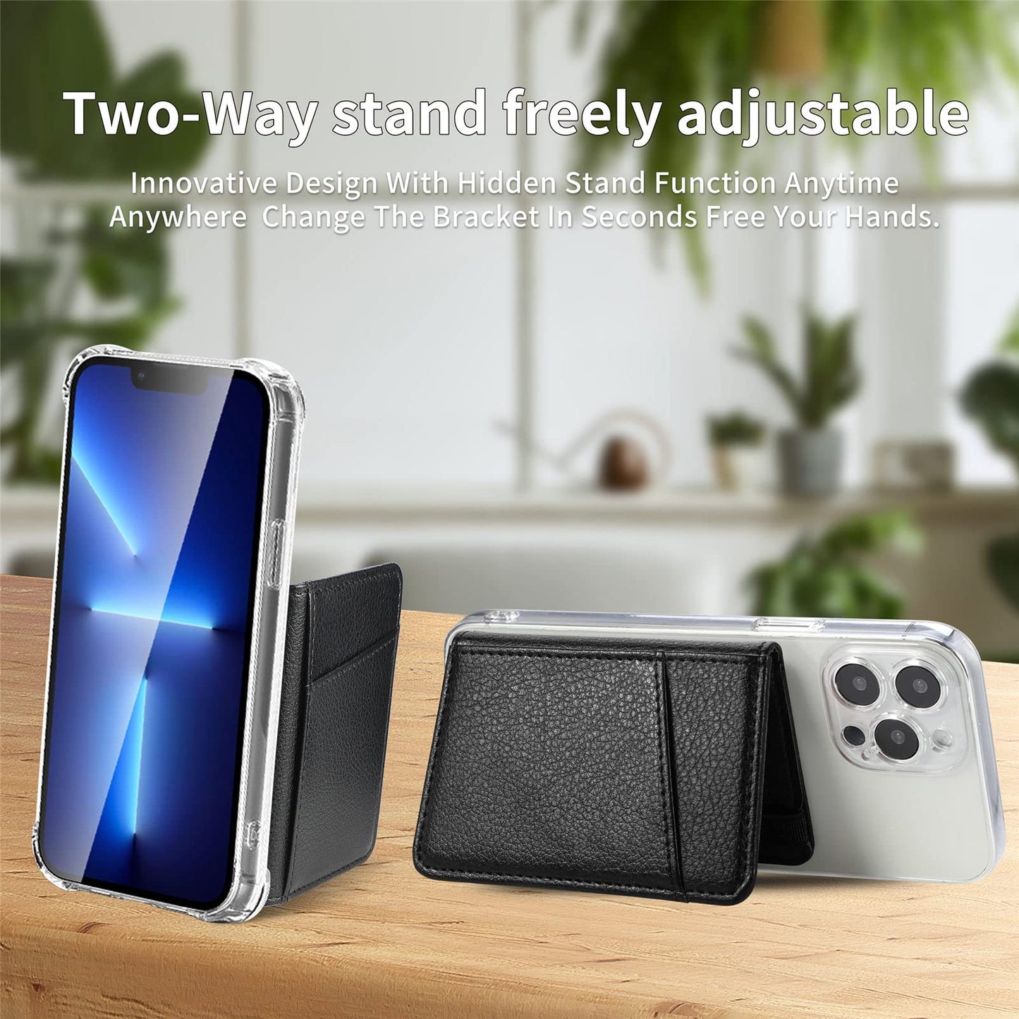 TopFunny Wallet Stick on Phone Case, Credit Card Holder for Back of Phone Cases Flip Leather Wallet Sleeve Pouch Compatible with iPhone, Samsung