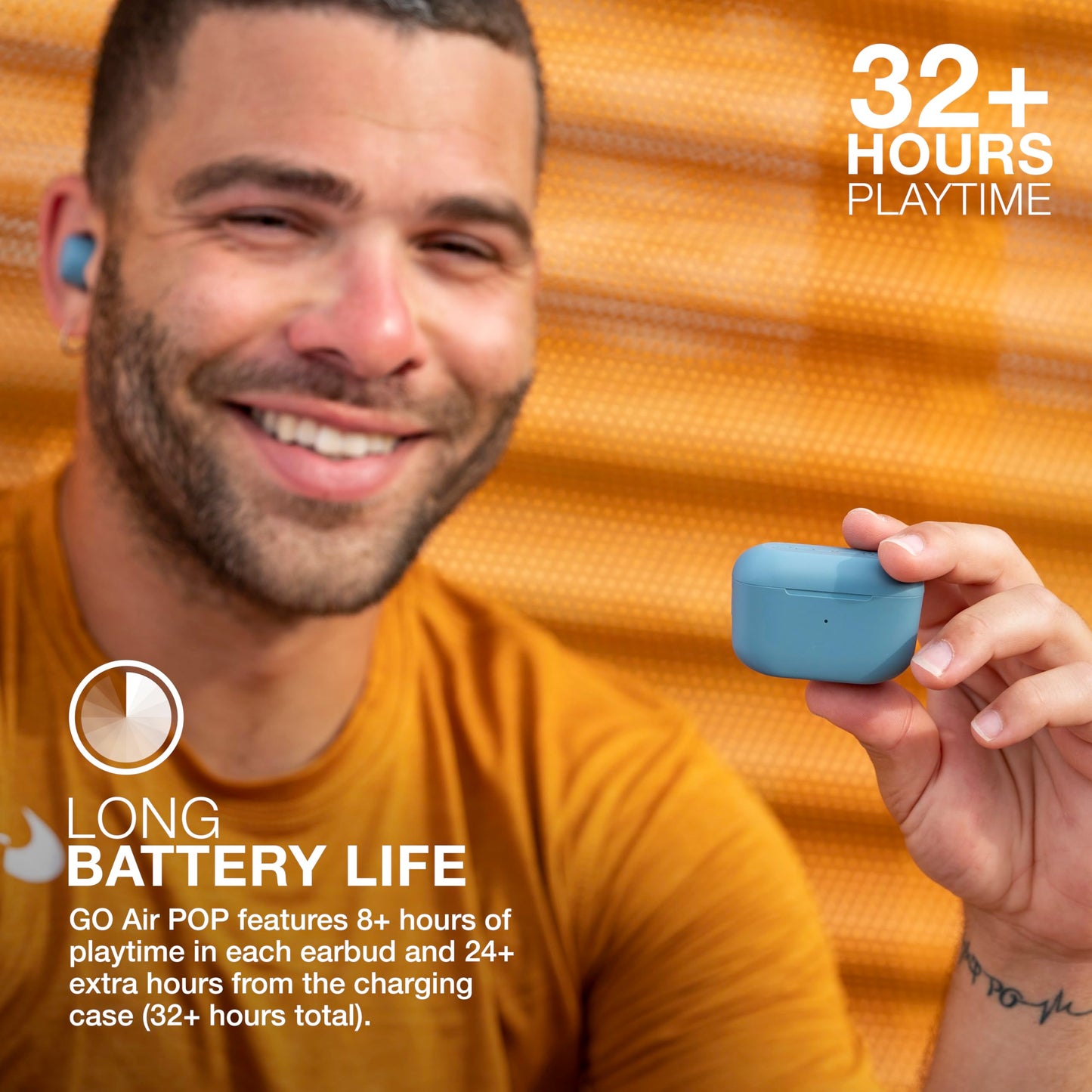 JLab Go Air Pop True Wireless Bluetooth Earbuds + Charging Case, Slate, Dual Connect, IPX4 Sweat Resistance, Bluetooth 5.1 Connection, 3 EQ Sound