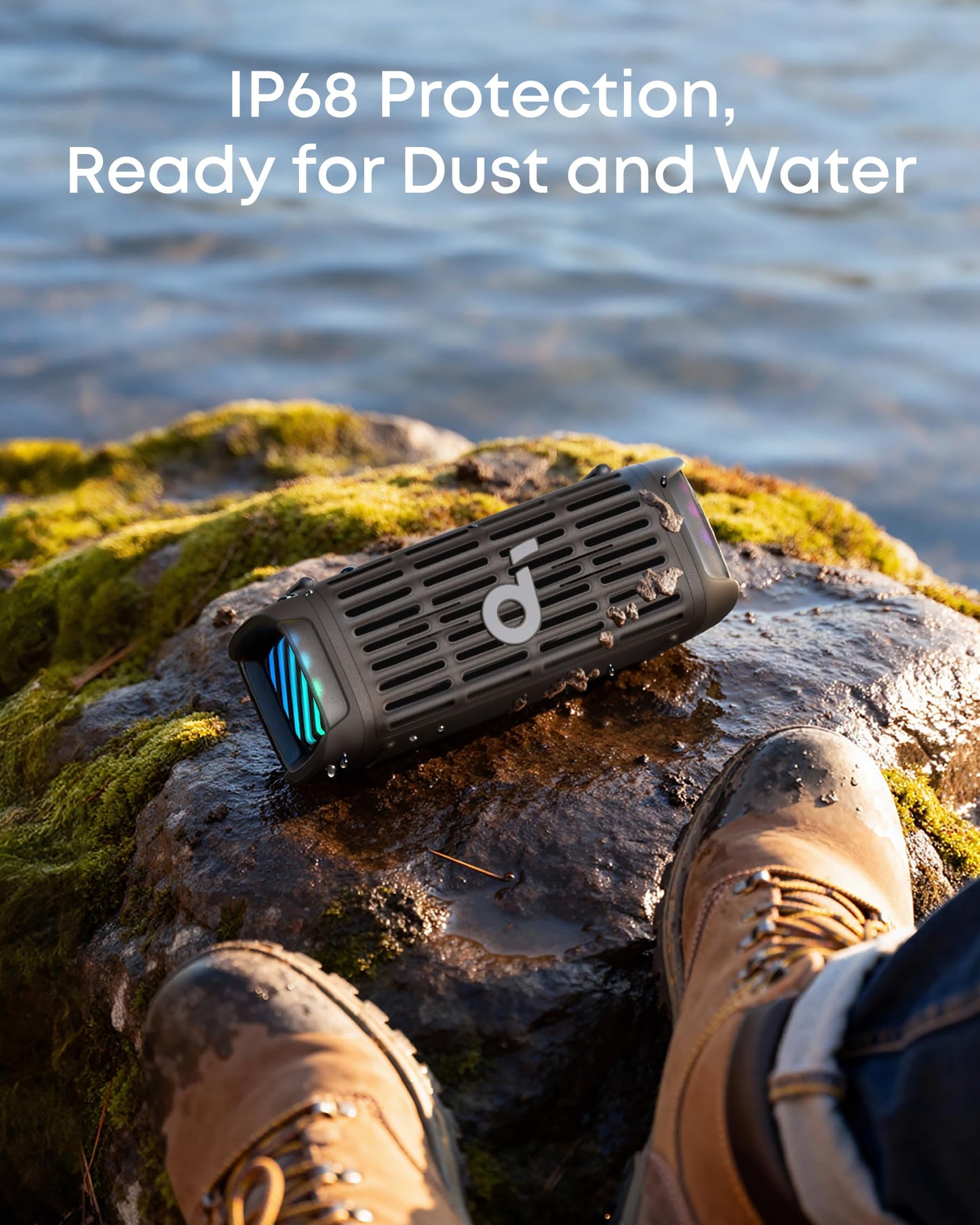 Soundcore Boom 3i by Anker, Compact Outdoor Speaker, IP68 Waterproof, Floating Playback, Saltwater-Resistant, BassUp 2.0, 50W Portable Speaker