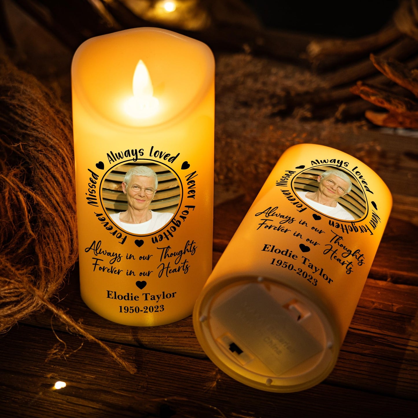 Kenon Custom Flameless LED Candles for Christmas, Personalized Photo 3D LED Memorial Candle, Bereavement Gifts for Loss of Mom Dad, Sympathy Gifts