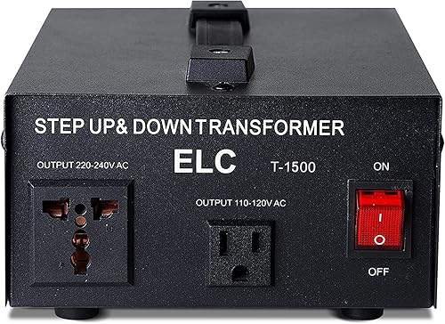 ELC T Series 1500+ Watt Voltage Converter Transformer - Step Up/Down - 110v to 220v / 220v to 110v Power Converter - Circuit Breaker Protection, CE…