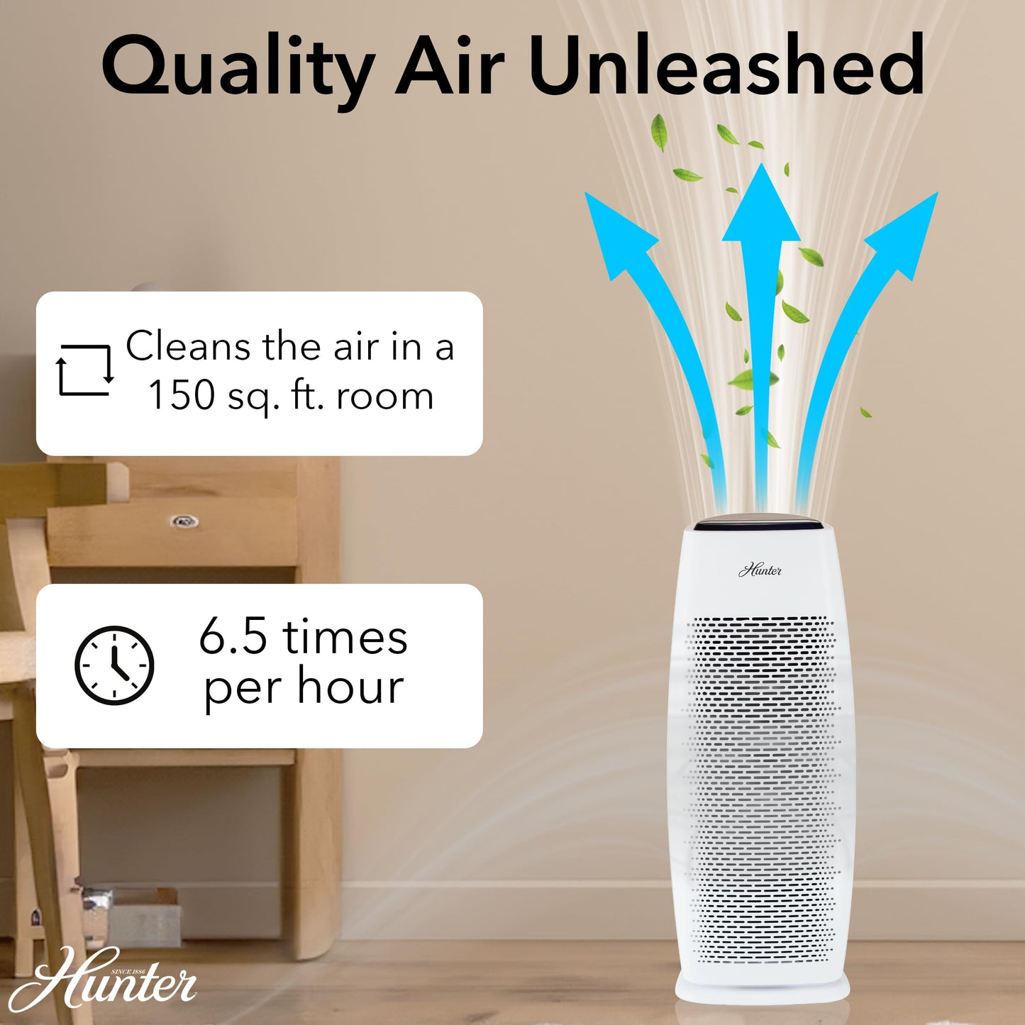 Hunter Tower Air Purifier for Home Large Room, Bedroom, Black