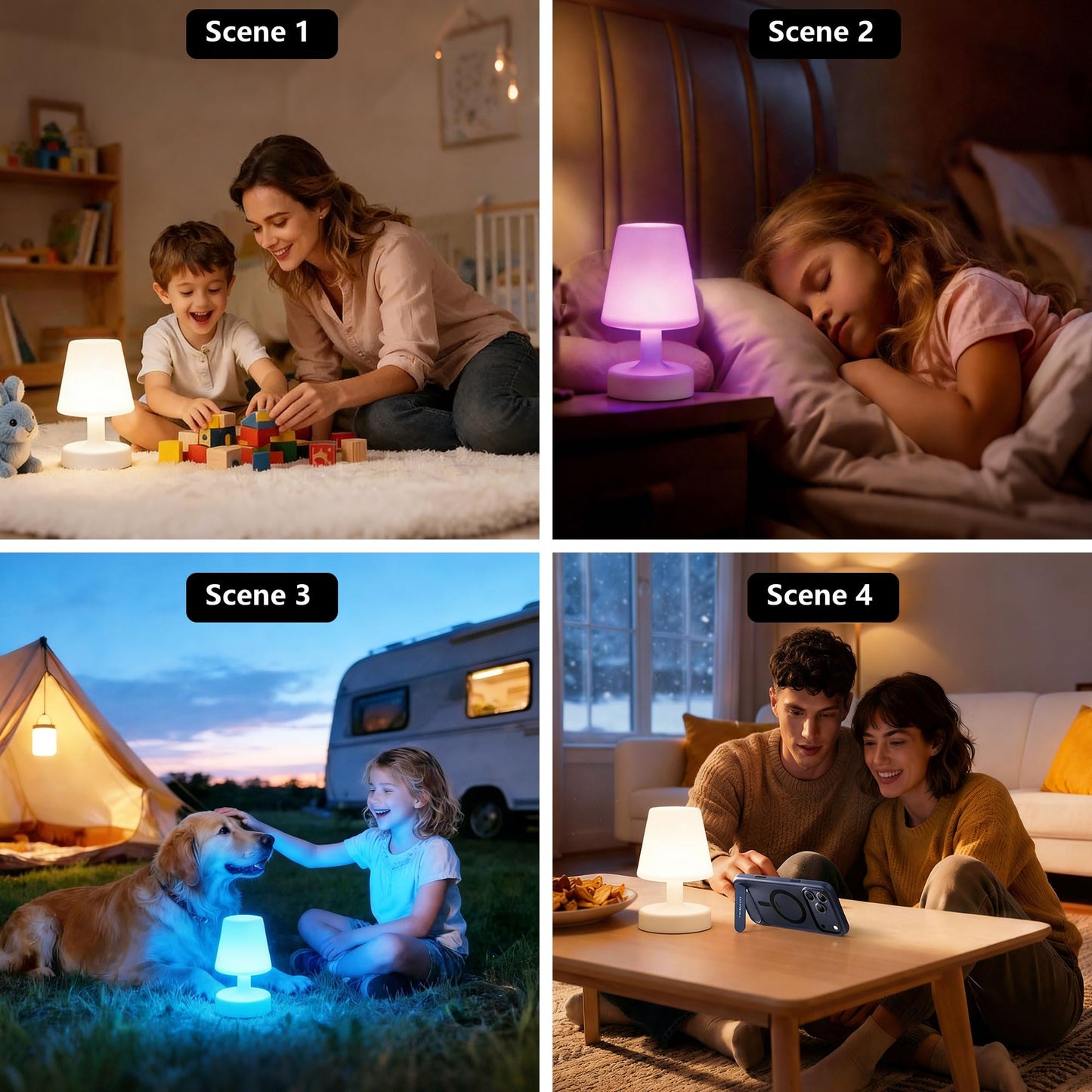 MIUWLXT Outdoor Patio LED Table Lamp,Waterproof Dimmable Color Changing RGB Table Light with Remote Control, Ambient Lighting for Living Room Patio