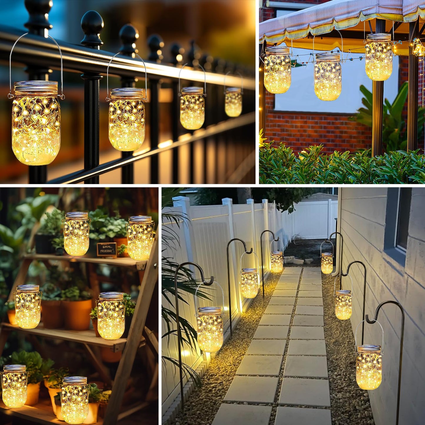 Ostritec Solar Mason Jar Lights Lids, 12 Pack 30 Led Fairy Lights(Jars Not Included), Outdoor Hanging Mason Jar Solar Lights, Fairy in a Jar Firefly