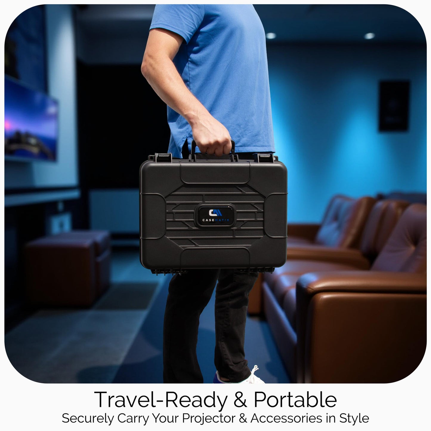 CASEMATIX Projector Travel Case Compatible with ViewSonic PA503S, PA503W, PA503X, PG703W, PG703 Projectors, HDMI Cable and Remote, Case Only