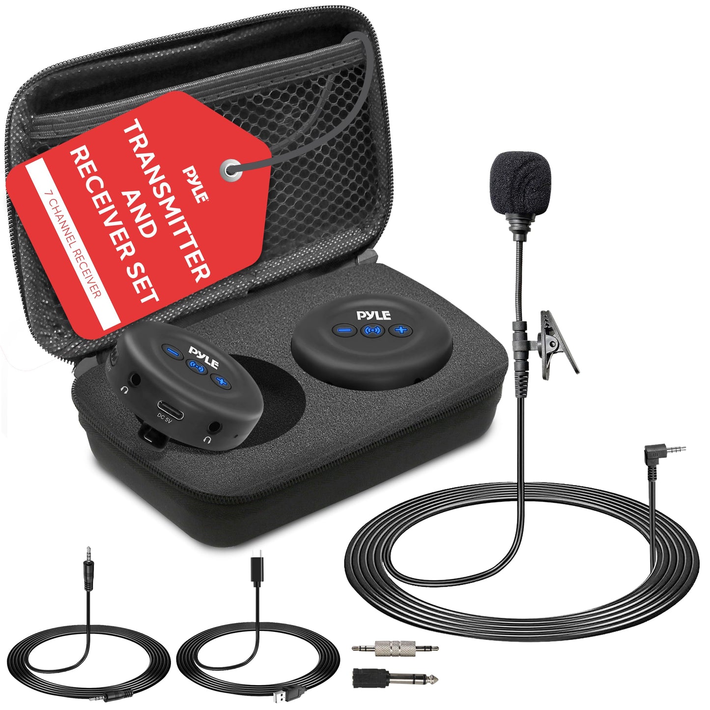 Pyle Wireless Audio Transmitter and Receiver Set - Low Latency Bluetooth Adapter with 3.5mm AUX & RCA Inputs/Outputs, Plug & Play for TV, Projector