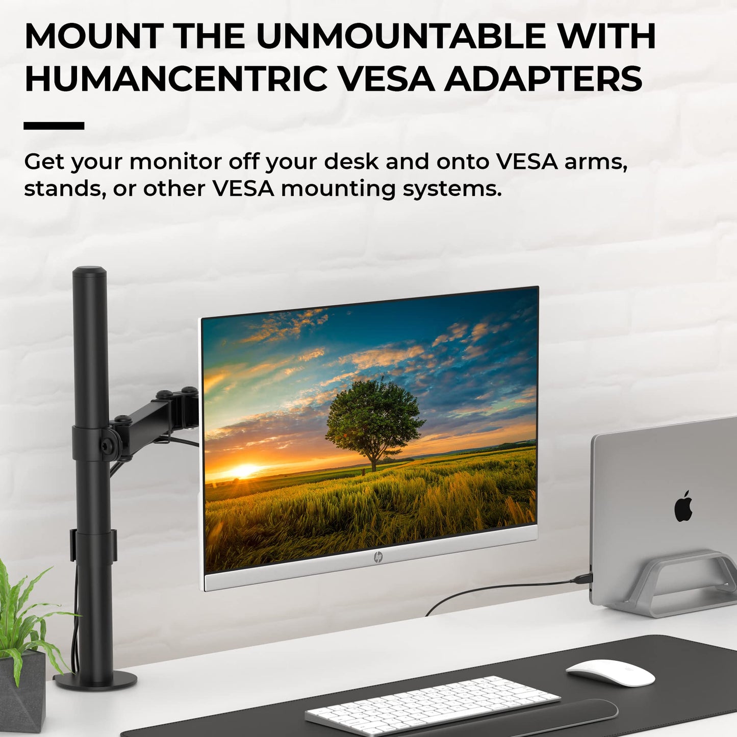 HumanCentric VESA Mount Adapter for HP Monitors 22er, 22es, 22f, 23er, 23es, 23f, 24ea, 24ec, 24er, 24es, 24f, 24fw, 25er, 25es, 25f, 27er, 27ea