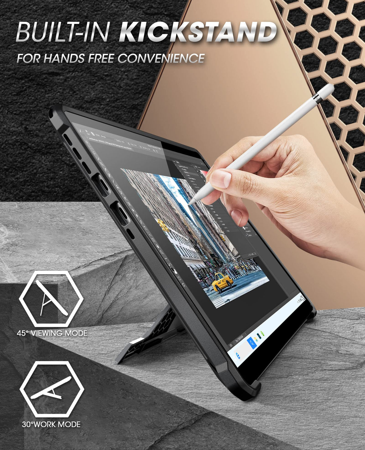 SUPCASE for Microsoft Surface Pro 11/10/9 Case (13 inch) with Stand, Black