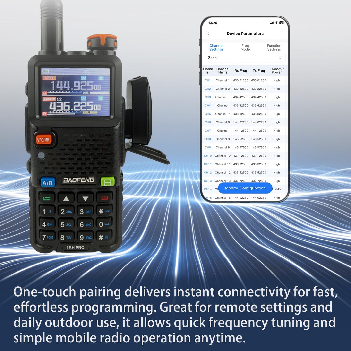 BAOFENG Programming Adapter, Wireless Radio Programmer Compatible with UV-5R, UV-5R Mini, UV-82, BF-888S, Support iOS & Android App, No PC Driver
