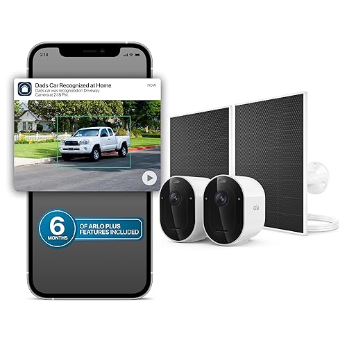 Arlo Pro Security Camera 2K HDR (6th Gen, 2025 Release) 2 Cam + 2 Solar Panels + 6 Months of Secure Plus Plan - Wireless Outdoor Camera, Battery